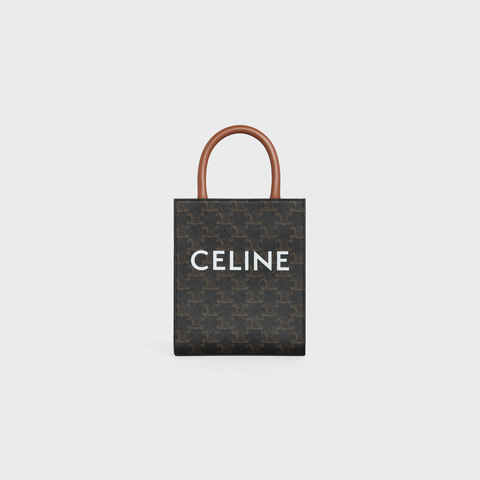 MINI VERTICAL CABAS IN TRIOMPHE CANVAS AND CALFSKIN WITH CELINE PRINT TAN - Image 1
